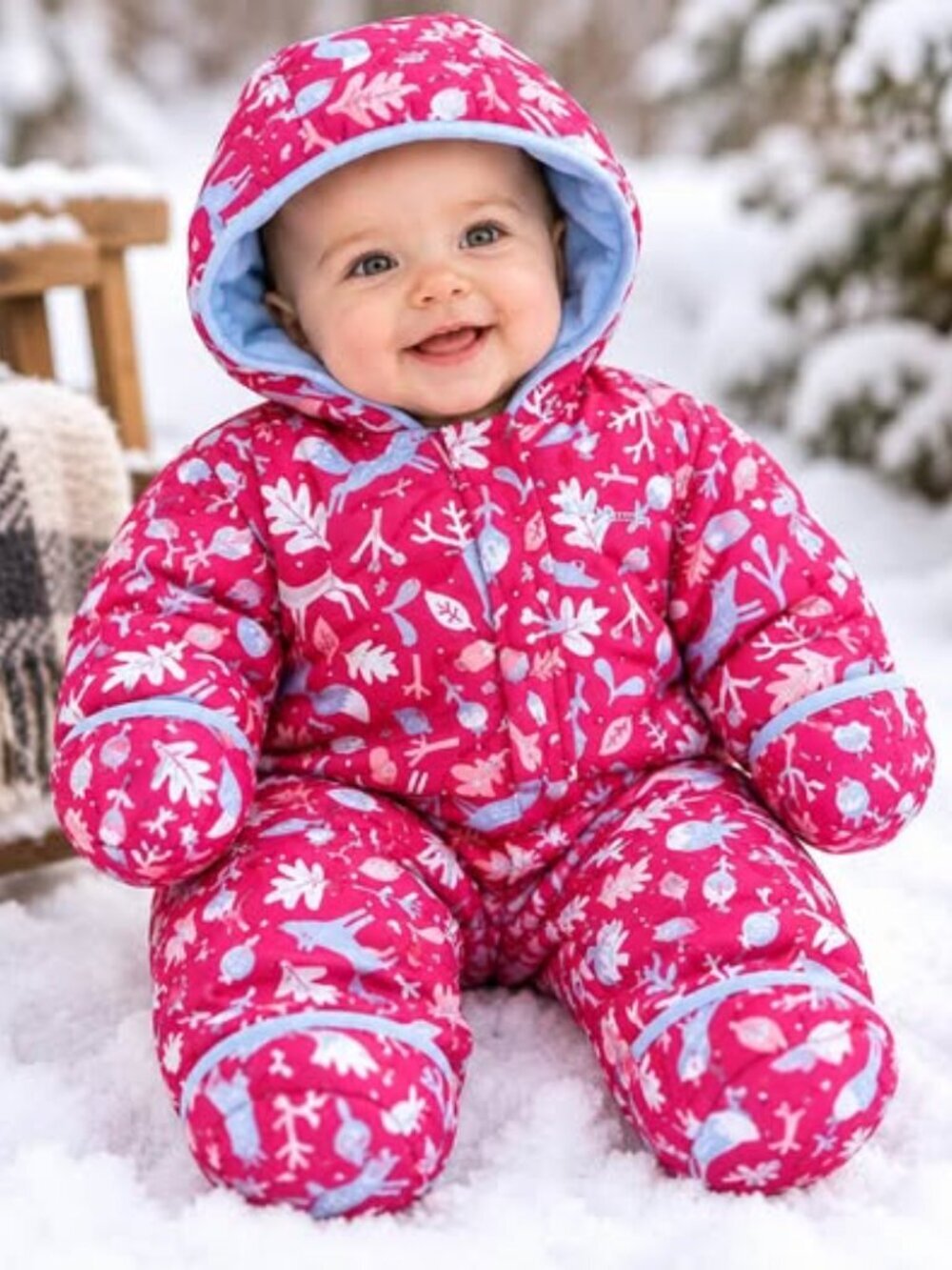 Columbia Snuggly Bunny Bunting Snowsuit 6-12 Months Hooded One Piece Down Pink